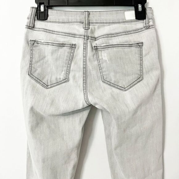 Celebrity Pink Light Gray Destroyed Raw Hem Mod Rise Ankle Skinny Size 25 - Picture 4 of 8